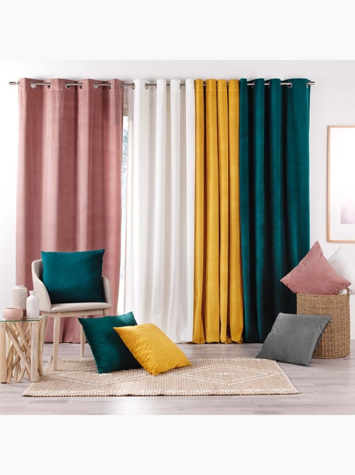 Lot de 2 Rideaux tamisants à œillets – Velours relief Velouriane - Kiabi