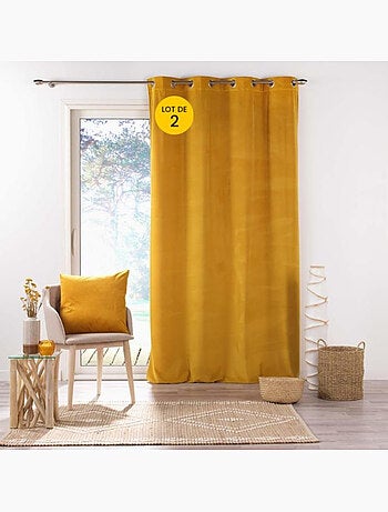 Lot de 2 Rideaux tamisants à œillets – Velours relief Velouriane