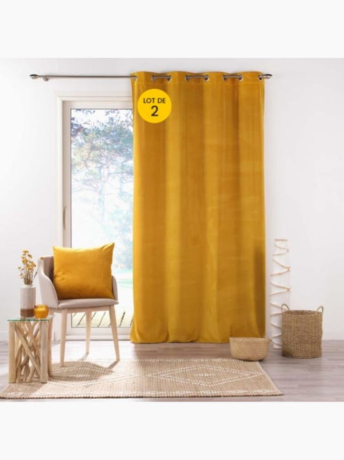 Lot de 2 Rideaux tamisants à œillets – Velours relief Velouriane - Kiabi