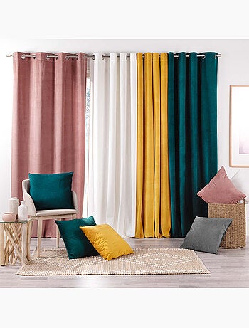 Lot de 2 Rideaux tamisants à œillets – Velours relief Velouriane
