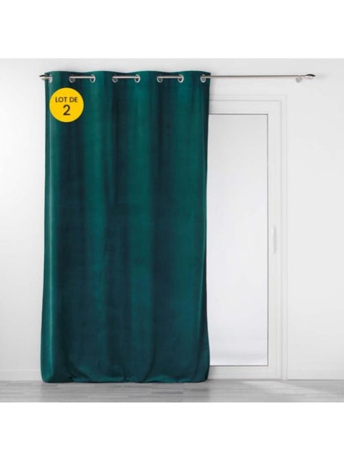 Lot de 2 Rideaux tamisants à œillets – Velours relief Velouriane - Kiabi