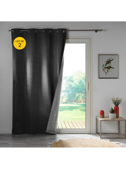 Lot de 2 Rideaux Thermiques – 100 % Occultants / Jacquard – Darko - Kiabi