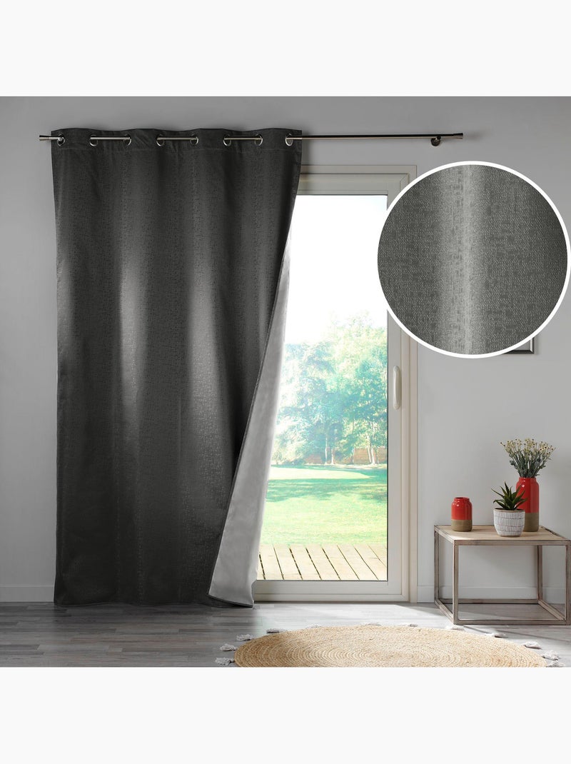 Lot de 2 Rideaux Thermiques – 100 % Occultants / Jacquard – Darko gris anthracite - Kiabi