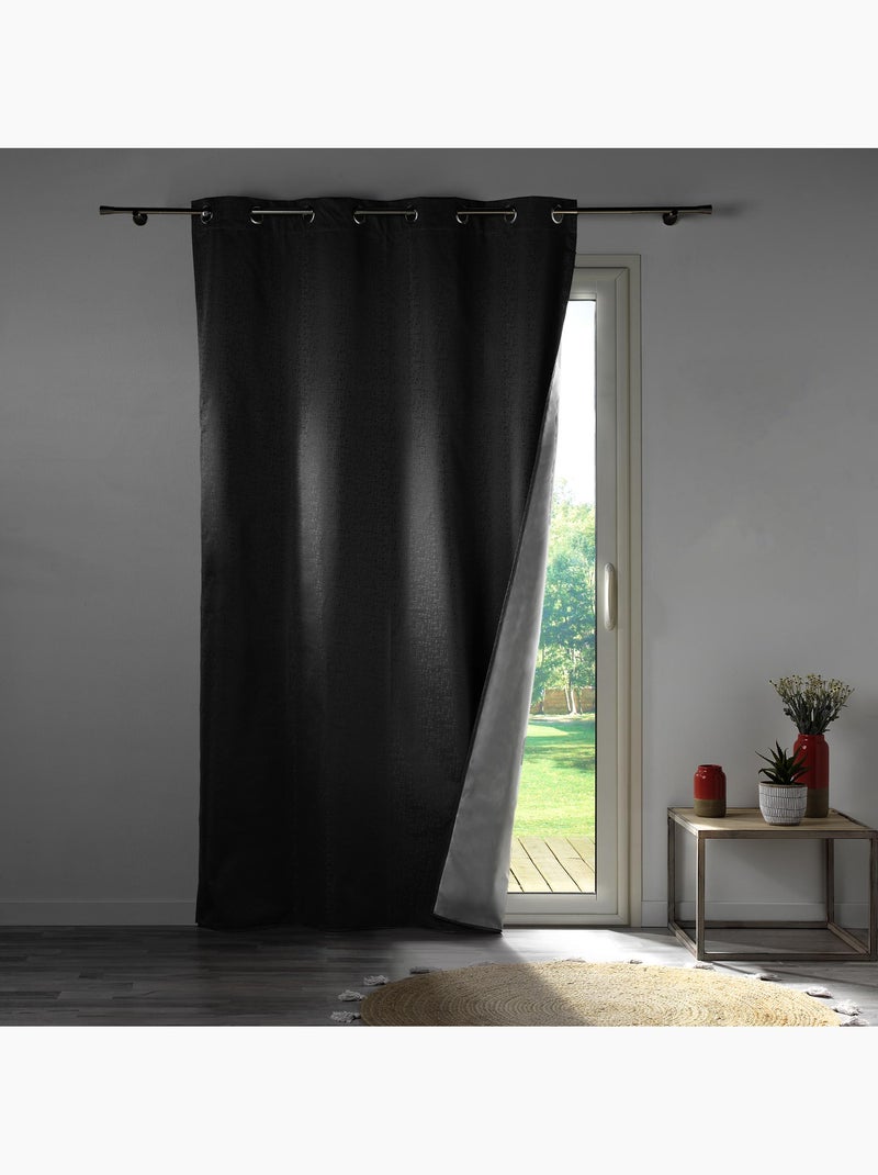 Lot de 2 Rideaux Thermiques – 100 % Occultants / Jacquard – Darko gris anthracite - Kiabi