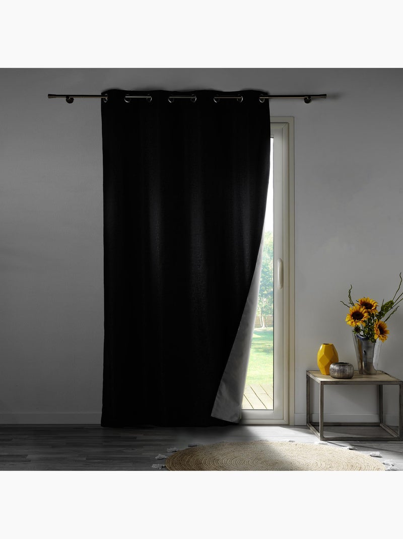 Lot de 2 Rideaux Thermiques – 100 % Occultants / Jacquard – Darko Noir - Kiabi
