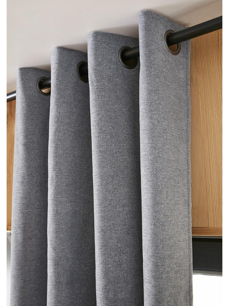 Lot de 2 rideaux ultra occultant doublé polaire Bjorn Gris - Kiabi