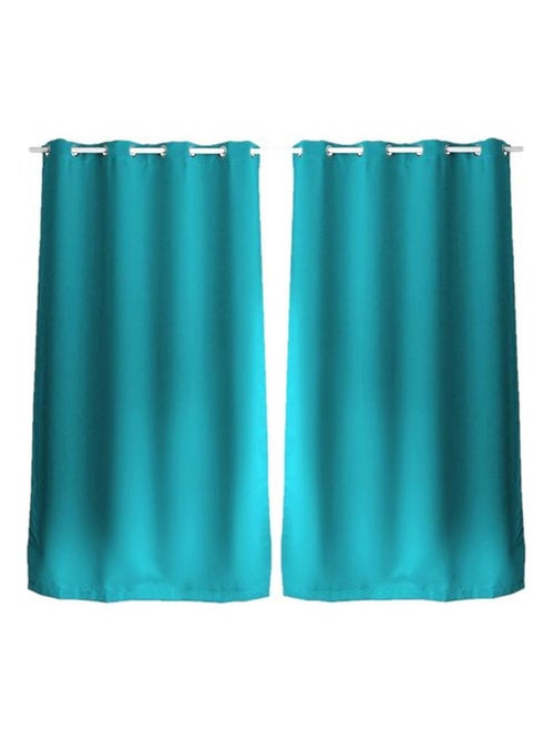 Lot de 2 rideaux uni à œillets BASIC - Kiabi