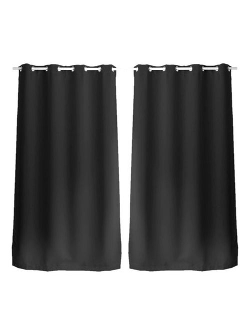 Lot de 2 rideaux uni à œillets BASIC - Kiabi