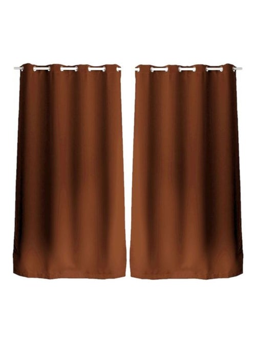 Lot de 2 rideaux uni à œillets BASIC - Kiabi