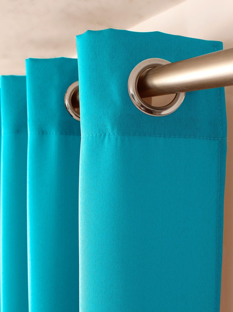 Lot de 2 Rideaux uni avec œillets Bleu turquoise - Kiabi