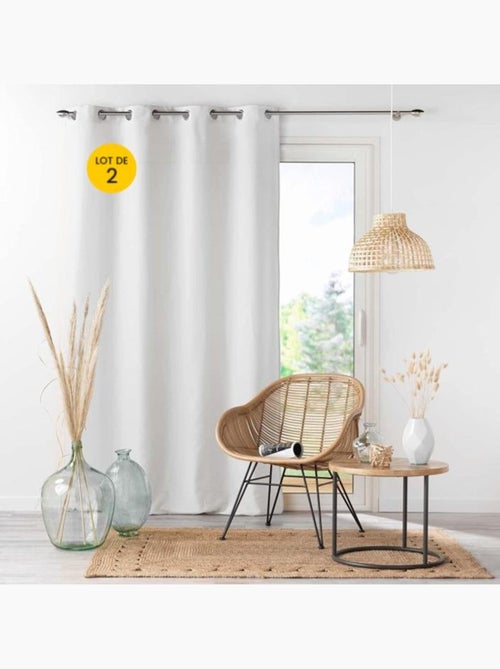 Lot de 2 Rideaux Unis à Œillets – Microfibre - Kiabi