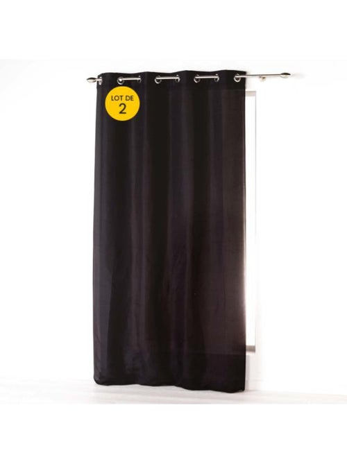 Lot de 2 Rideaux Unis à Œillets – Microfibre - Kiabi