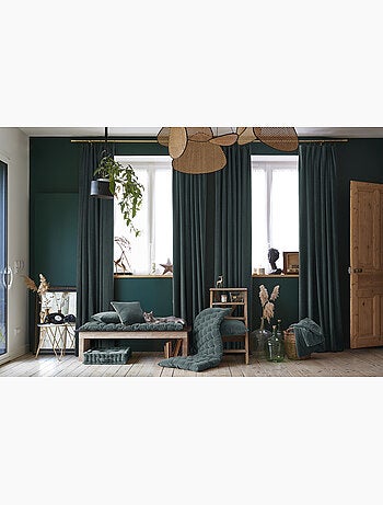 Lot de 2 rideaux velours – Anneaux pince – Coton épais – CÉSAR