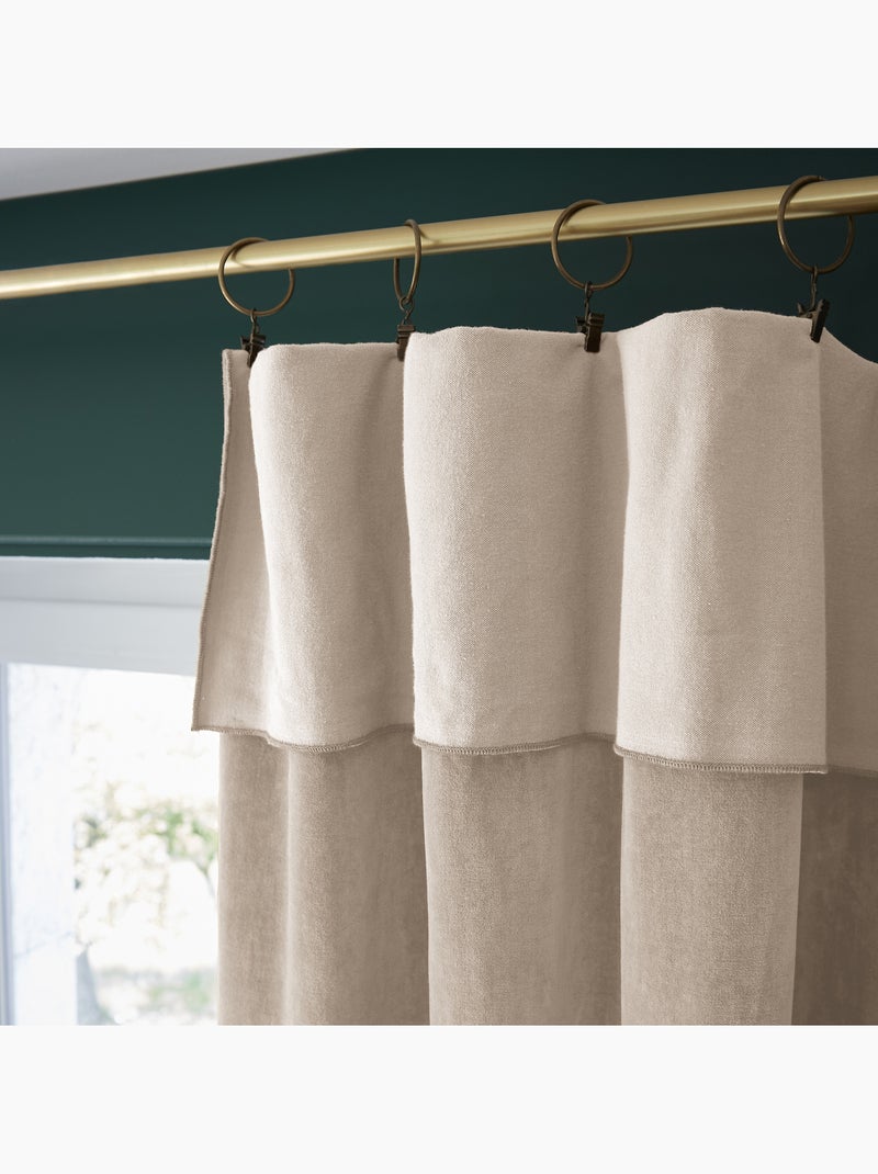 Lot de 2 rideaux velours  – Anneaux pince – Coton épais – CÉSAR Beige - Kiabi