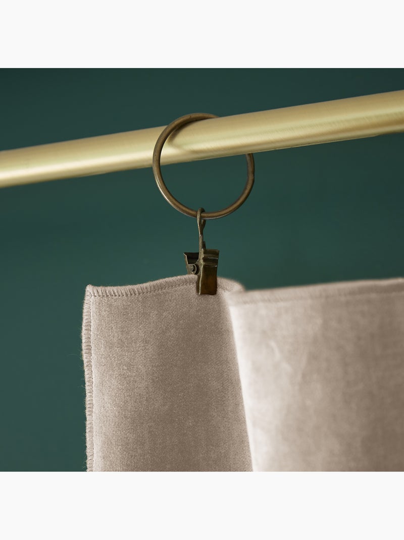 Lot de 2 rideaux velours  – Anneaux pince – Coton épais – CÉSAR Beige - Kiabi