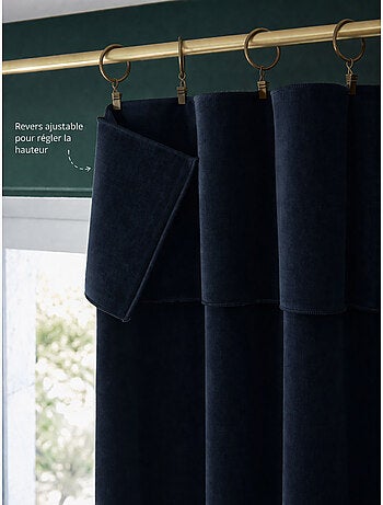 Lot de 2 rideaux velours – anneaux pince – coton épais – césar