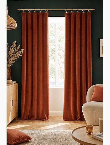 Lot de 2 rideaux velours – Anneaux pince – Coton épais – CÉSAR