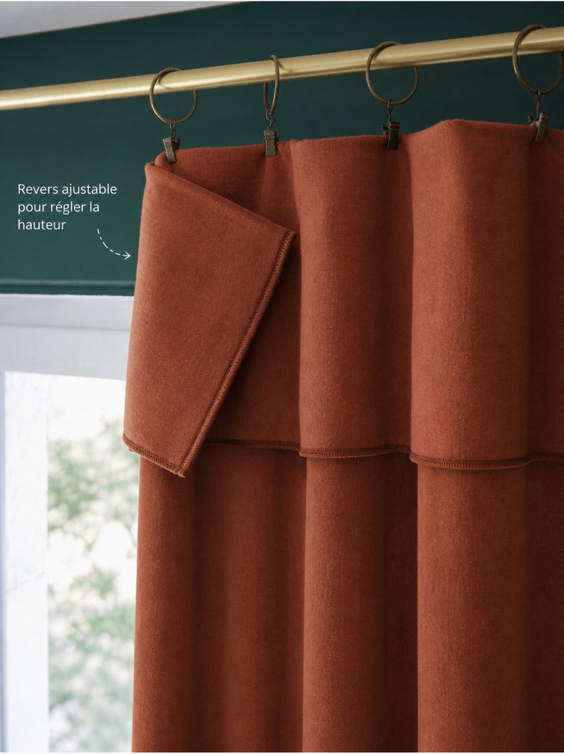 Lot de 2 rideaux velours  – Anneaux pince – Coton épais – CÉSAR Terracotta - Kiabi