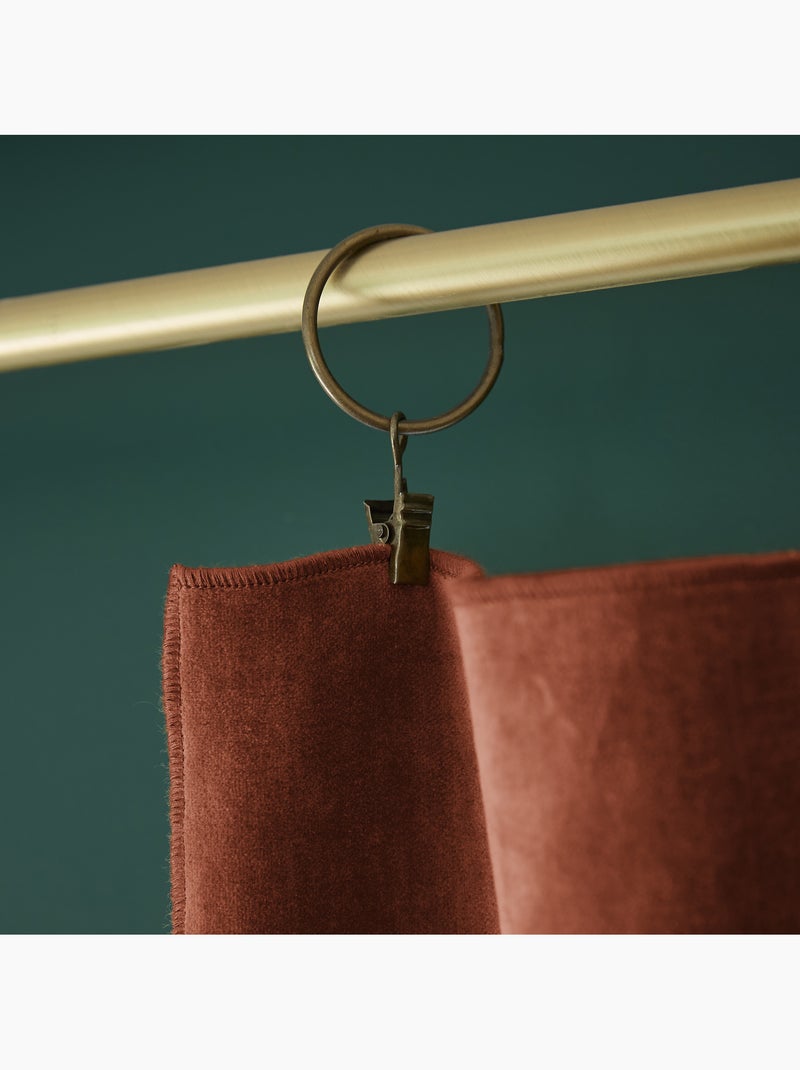 Lot de 2 rideaux velours  – Anneaux pince – Coton épais – CÉSAR Terracotta - Kiabi