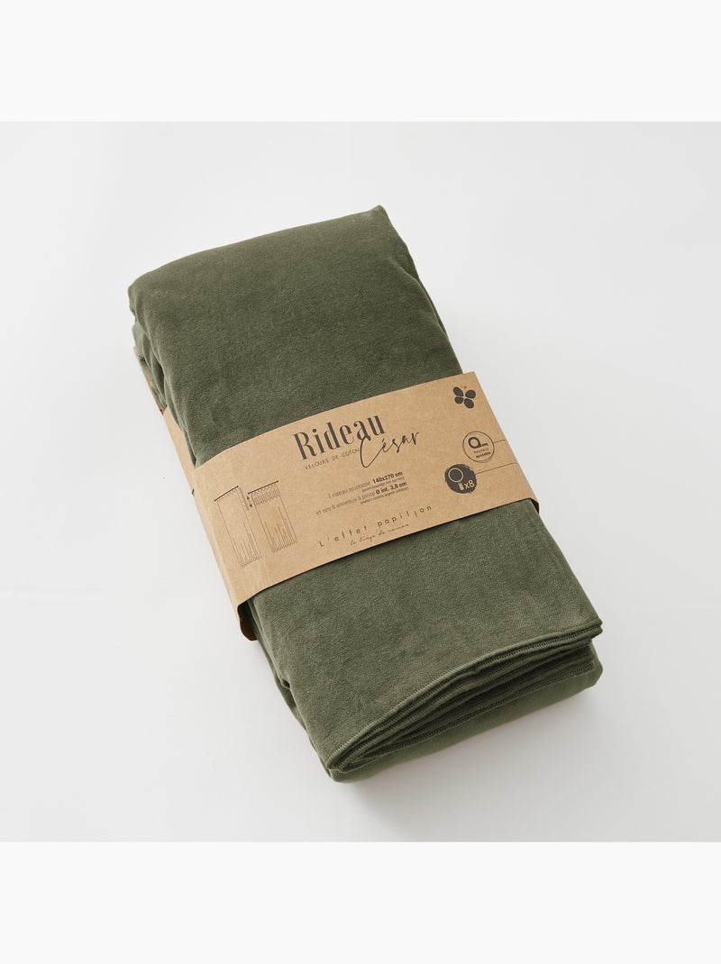 Lot de 2 rideaux velours  – Anneaux pince – Coton épais – CÉSAR Vert - Kiabi
