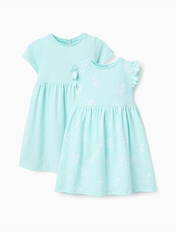 Lot de 2 robes à manches courtes unies/imprimées