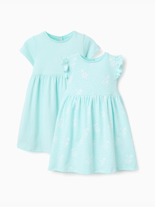 Lot de 2 robes à manches courtes unies/imprimées - Kiabi