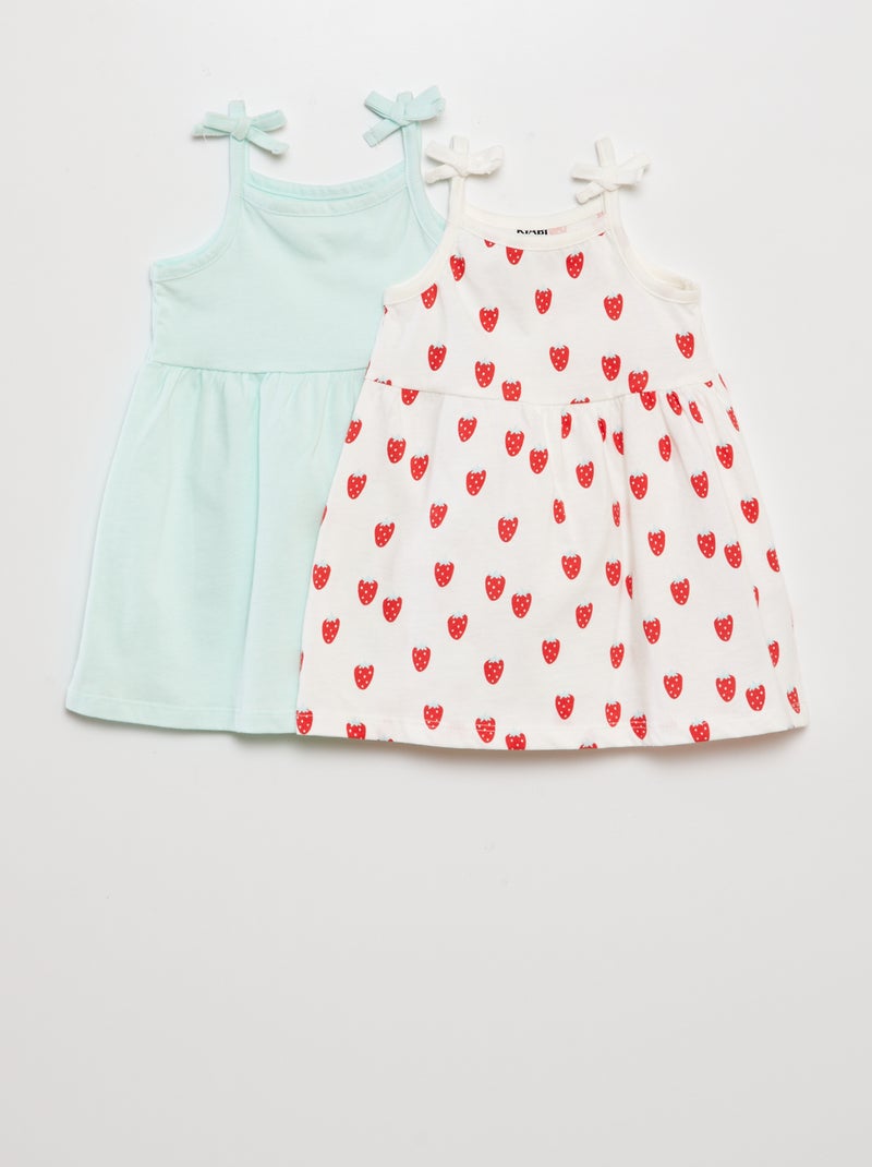 Lot de 2 robes Vert/blanc/rouge - Kiabi