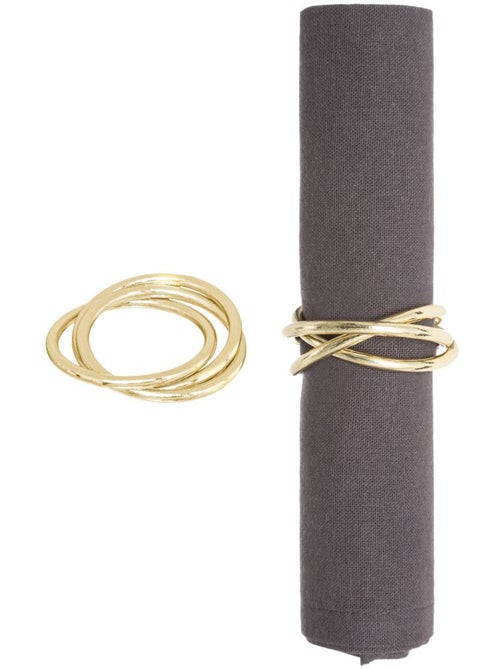 Lot de 2 ronds de serviette cercle or - Kiabi