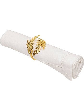 Lot de 2 ronds de serviette feuille doré