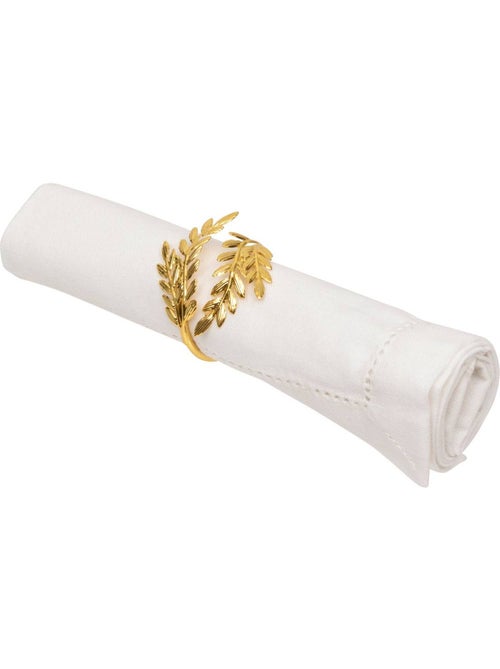 Lot de 2 ronds de serviette feuille doré - Kiabi