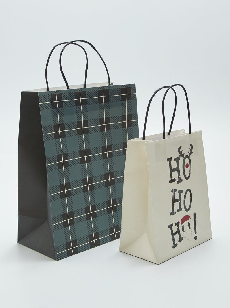 Lot de 2 sac cadeaux de Noël Vert/blanc - Kiabi