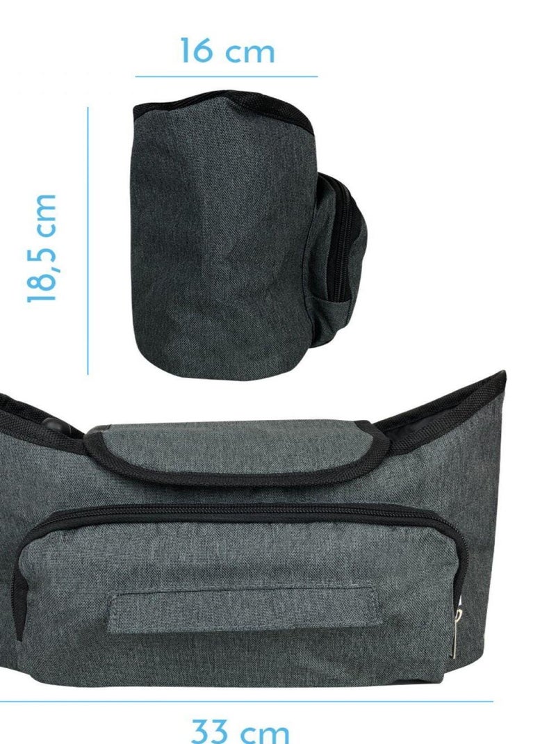 Lot de 2 sacs à langer, de rangement pour poussette - Monsieur Bébé Gris - Kiabi