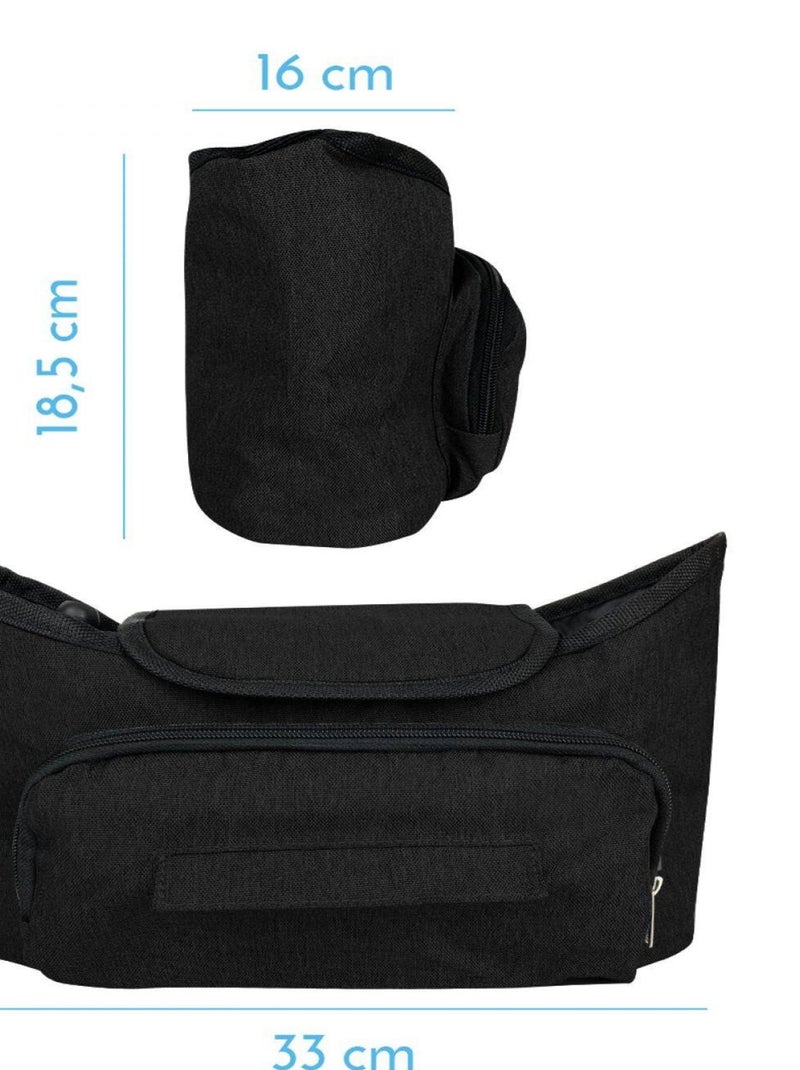 Lot de 2 sacs à langer, de rangement pour poussette - Monsieur Bébé Noir - Kiabi