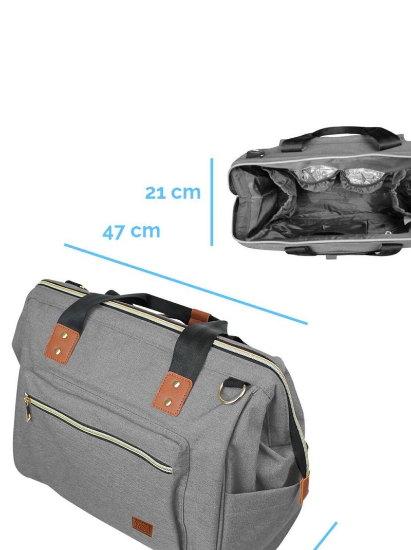 Lot de 2 sacs à langer multifonction pour bébé 12 poches avec trousse isotherme - Monsieur Bébé Gris clair - Kiabi