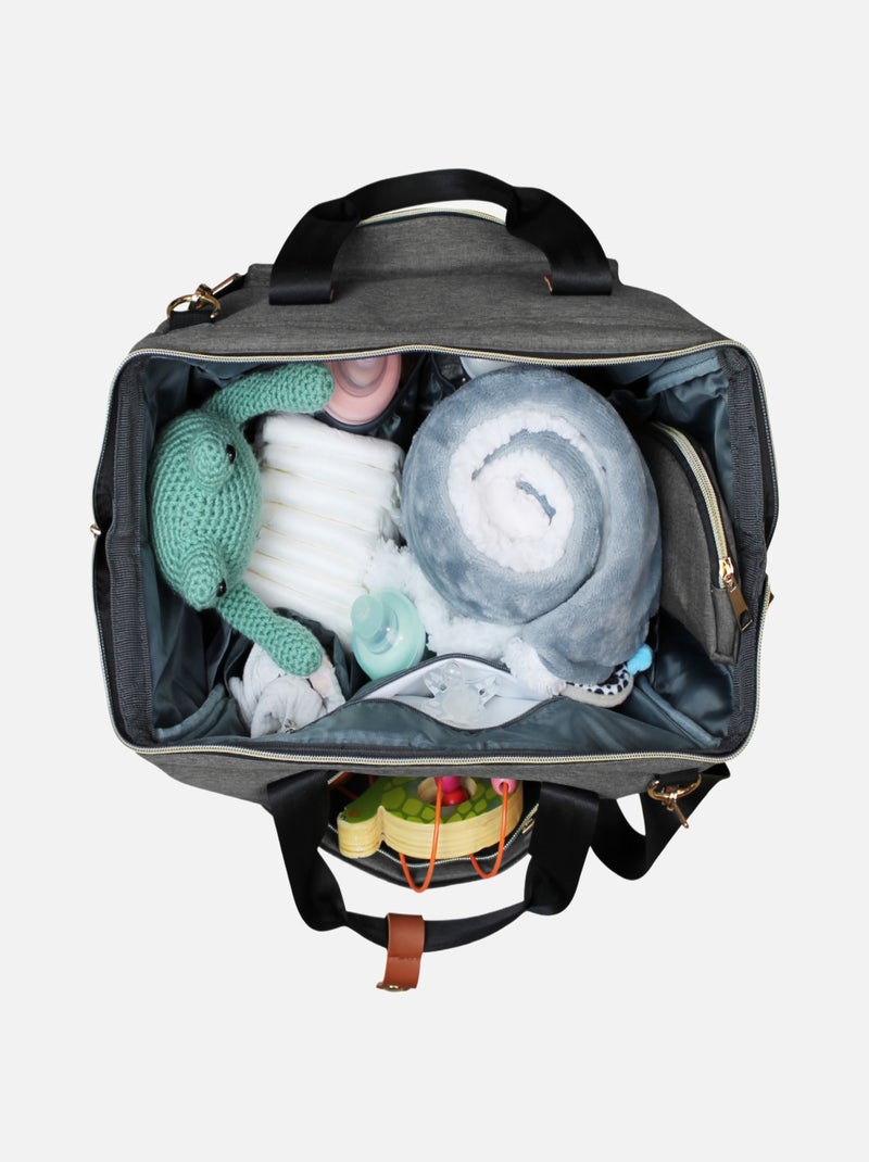 Lot de 2 sacs à langer multifonction pour bébé 12 poches avec trousse isotherme - Monsieur Bébé Gris clair - Kiabi