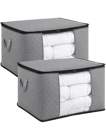 Lot de 2 sacs de rangement pliable pour vêtements, linge de maison avec poignées - vivezen