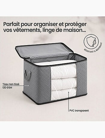 Lot de 2 sacs de rangement pliable pour vêtements, linge de maison avec poignées - vivezen