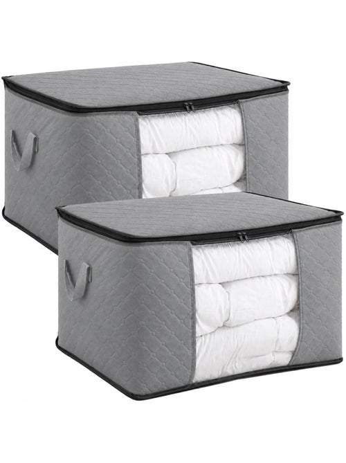 Lot de 2 sacs de rangement pliable pour vêtements, linge de maison avec poignées  - vivezen - Kiabi