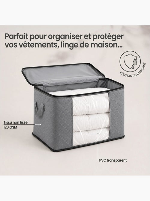 Lot de 2 sacs de rangement pliable pour vêtements, linge de maison avec poignées  - vivezen - Kiabi