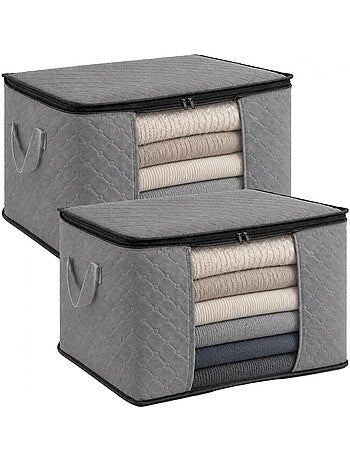 Lot de 2 sacs de rangement pliable pour vêtements, linge de maison avec poignées - vivezen