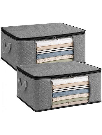 Lot de 2 sacs de rangement pliables pour vêtements, linge de maison avec poignées - vivezen