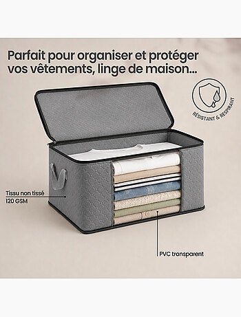 Lot de 2 sacs de rangement pliables pour vêtements, linge de maison avec poignées - vivezen