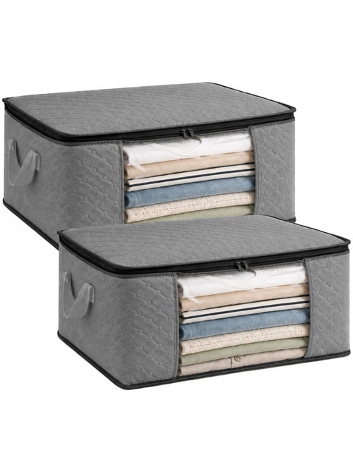 Lot de 2 sacs de rangement pliable pour vêtements, linge de maison avec poignées - vivezen - Kiabi Lot de 2 sacs de rangement pliable pour vêtements, linge de maison avec poignées - vivezen - Kiabi