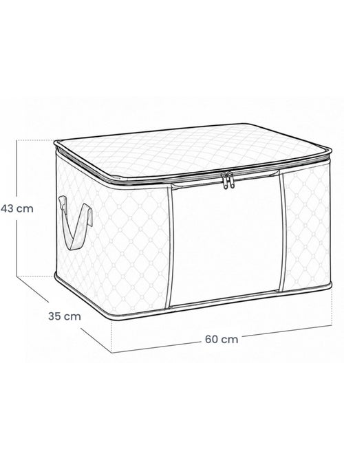 Lot de 2 sacs de rangement pliable pour vêtements, linge de maison avec poignées  - vivezen - Kiabi