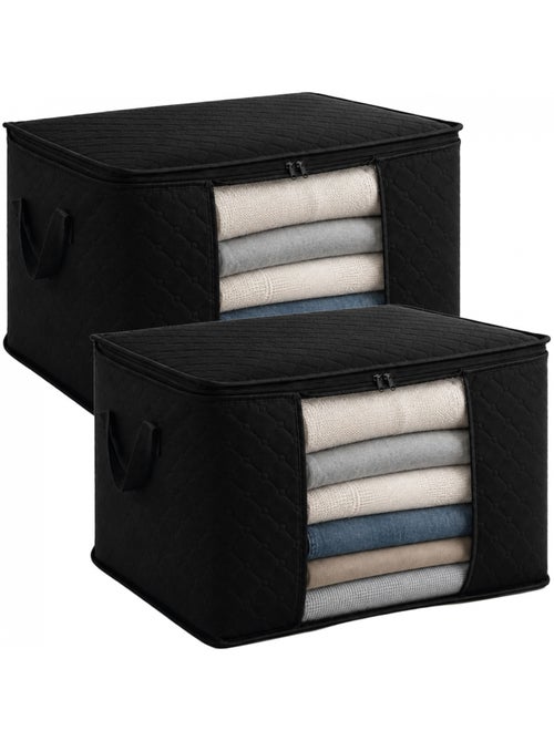 Lot de 2 sacs de rangement pliable pour vêtements, linge de maison avec poignées  - vivezen - Kiabi