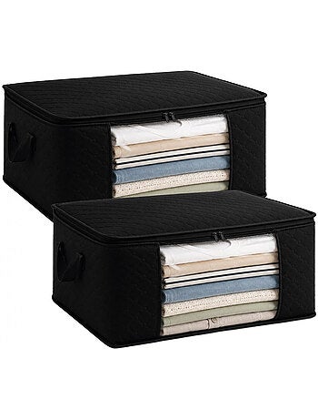 Lot de 2 sacs de rangement pliables pour vêtements, linge de maison avec poignées - vivezen