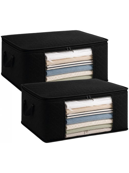 Lot de 2 sacs de rangement pliables pour vêtements, linge de maison avec poignées  - vivezen - Kiabi
