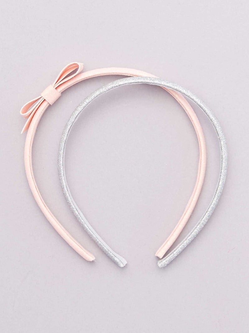 Lot de 2 serre-têtes argent/rose - Kiabi