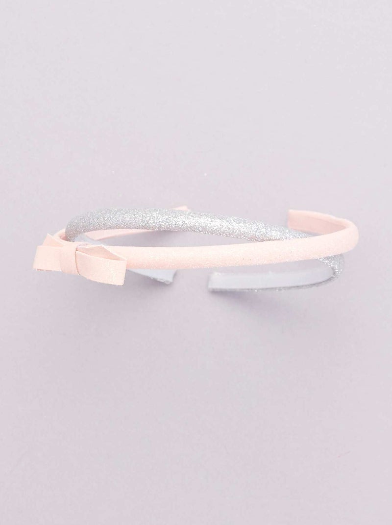 Lot de 2 serre-têtes argent/rose - Kiabi