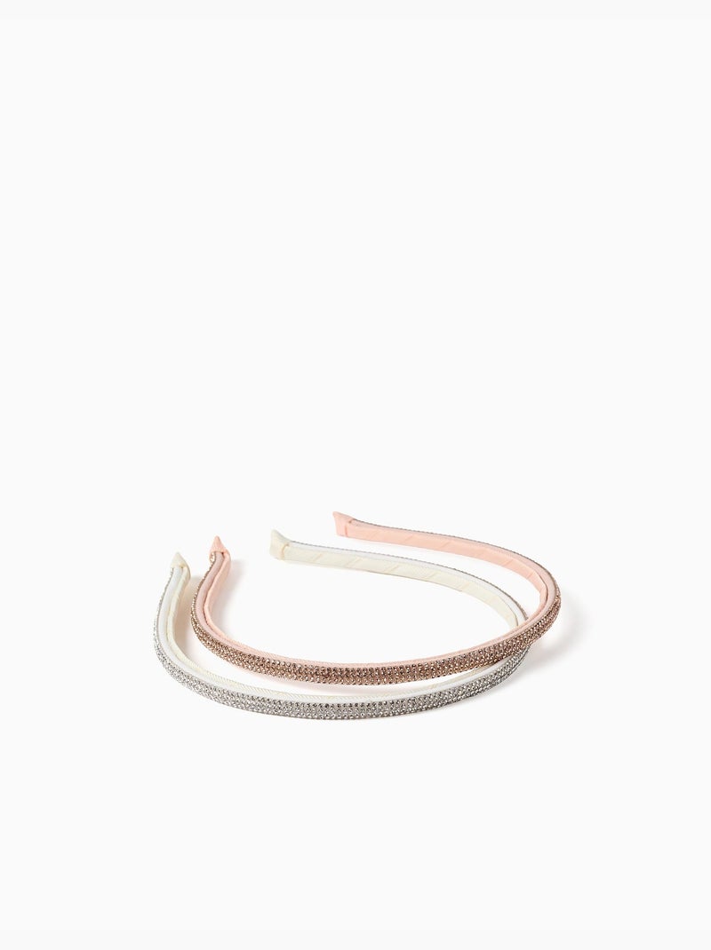 Lot de 2 serre-têtes avec strass Gris - Kiabi